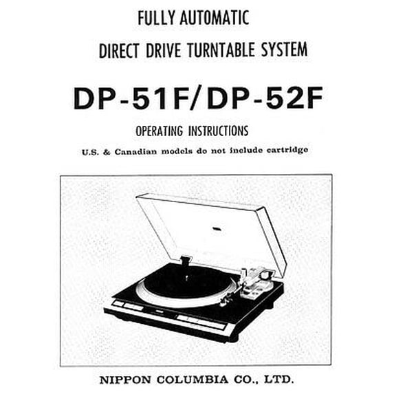 Instruction Manual ONLY for Denon DP-51F Turntable Owners Manual REPRINT