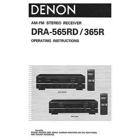 Instruction Manual ONLY for Denon DRA-365R Receiver Owners Manual REPRINT