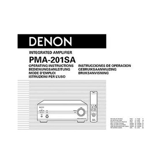 Instruction Manual ONLY for Denon PMA-201SA Amplifier Owners Instruction Manual REPRINT
