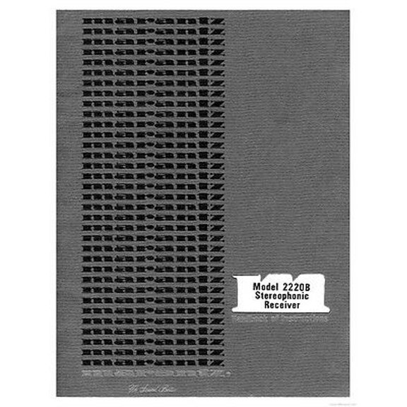 Instruction Manual ONLY for Marantz 2220B Receiver Owners Instruction Manual REPRINT