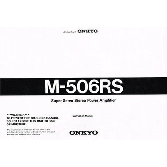 Instruction Manual ONLY for Onkyo M-506RS Amplifier Owners Manual REPRINT