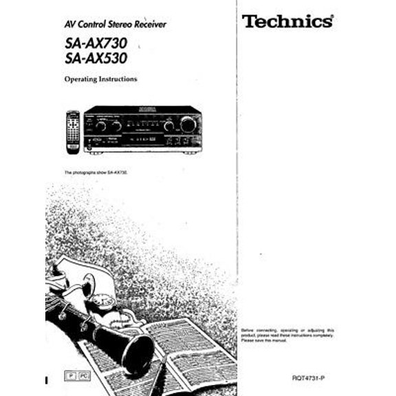 Instruction Manual ONLY for Technics SA-AX530 SA-AX730 Receiver Owners Instruction Manual REPRINT