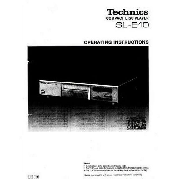 Instruction Manual ONLY for Technics SL-E10 Turntable Owners Instruction Manual REPRINT