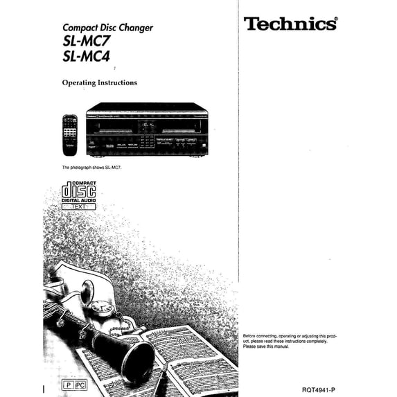 Instruction Manual ONLY for Technics SL-MC7 SL-MC4 CD Changer Owners Manual REPRINT
