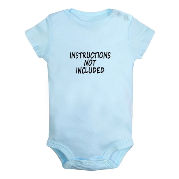 Instructions Not Included Funny Rompers For Babies, Newborn Baby Unisex Bodysuits, Infant Jumpsuits, Toddler 0-24 Months Kids One-Piece Oufits (Blue, 0-6 Months)