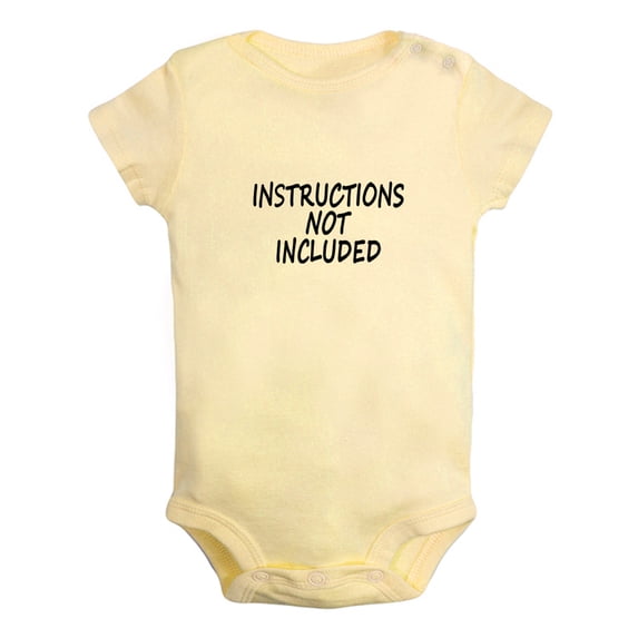 Instructions Not Included Funny Rompers For Babies, Newborn Baby Unisex Bodysuits, Infant Jumpsuits, Toddler 0-24 Months Kids One-Piece Oufits (Yellow, 18-24 Months)