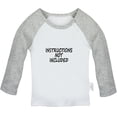 thumbnail image 1 of Instructions Not Included Funny T shirt For Baby, Newborn Babies T-shirts, Infant Tops, 0-24M Kids Graphic Tees Clothing (Long Gray Raglan T-shirt, 6-12 Months), 1 of 4