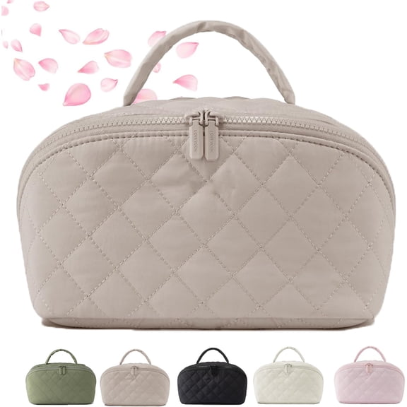 Instructof Makeup Bag,2026 new Travel Makeup Bag for Woman,Petitionm Makeup Bag,Toiletries & Brushes Large Capacity With Compartments (Green)