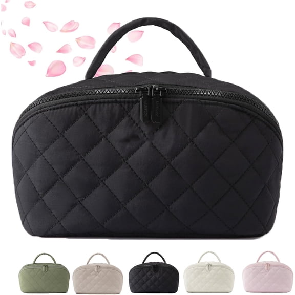 Instructof Makeup Bag,2026 new Travel Makeup Bag for Woman,Petitionm Makeup Bag,Toiletries & Brushes Large Capacity With Compartments (Green)