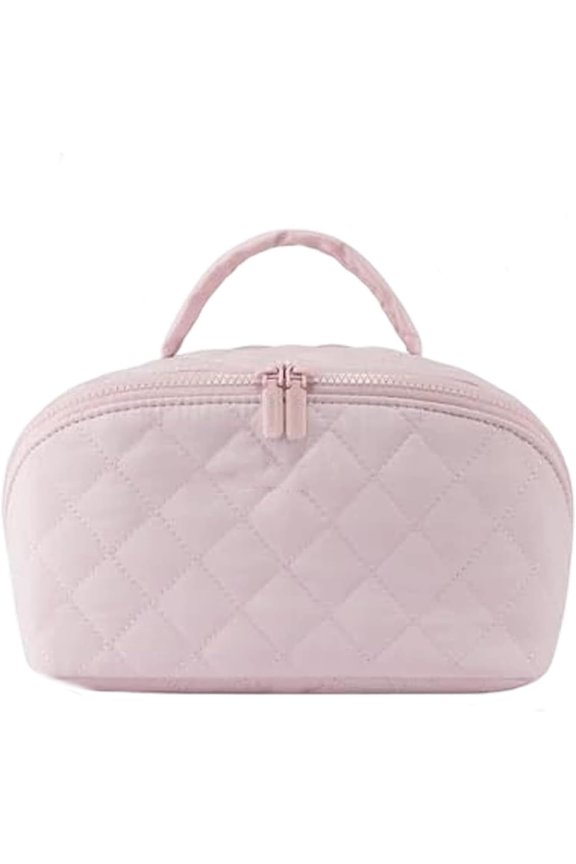 Instructor Makeup Bag, Women's Travel Cosmetic Bag with 180° Lay-Flat Design, Triple-Proof Interior, Large Capacity Organizer with Handle & Divider