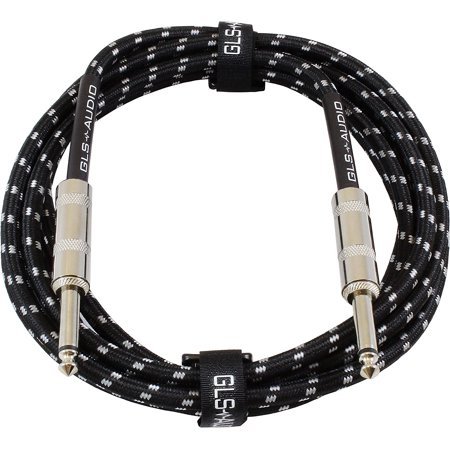 Instrument Cable - 1/4 Inch TS to 1/4 Inch Instrument Cable for Bass/Electric Guitar- Black/Grey Braided