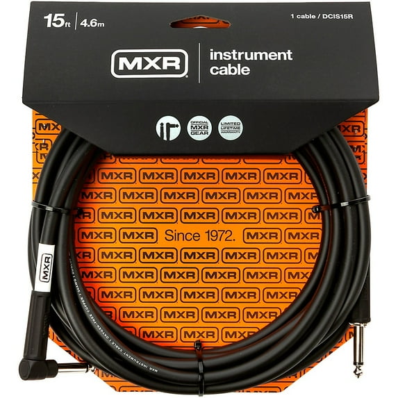Instrument Guitar Cable MXR 15 feet (~4.6m) Right Angle End Lifetime Warranty
