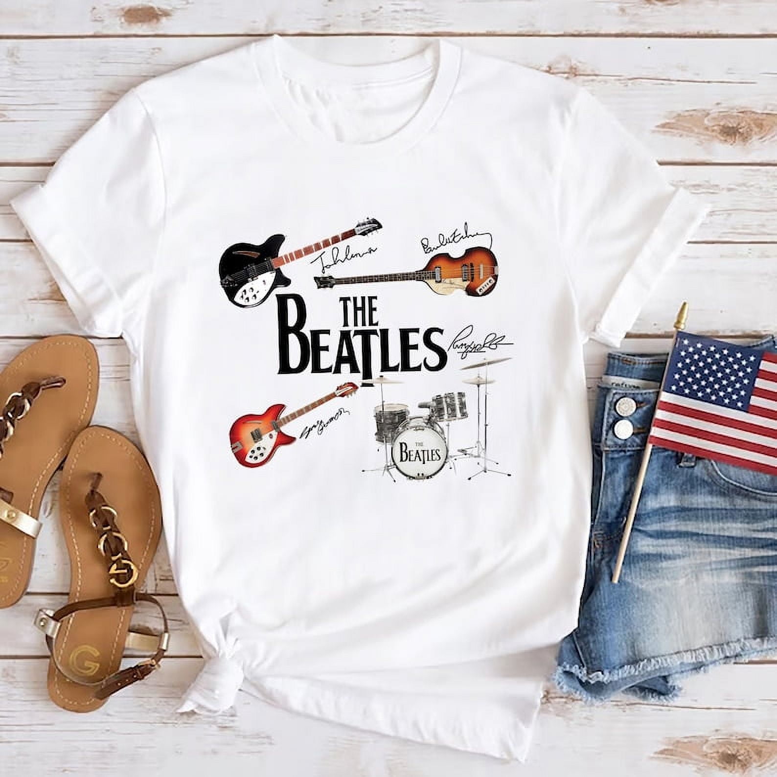 Instruments The Beatles Signature T Shirt, Rock Band The Beatles Shirt