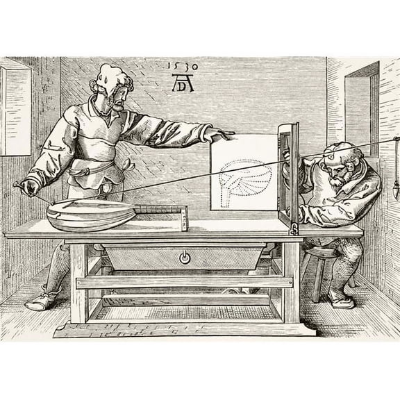 Instruments of Mathematical Precision for Designing Objects In Perspective After A Wood Engraving by Albert Durer of 153 Poster Print - 17 x 12
