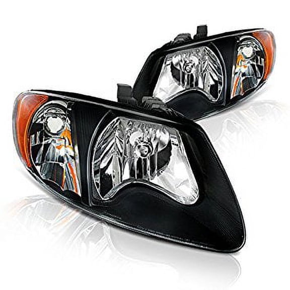 Instyleparts Dodge Caravan Chrysler Voyager Town and Country Clear Lens Headlights with Black Housing