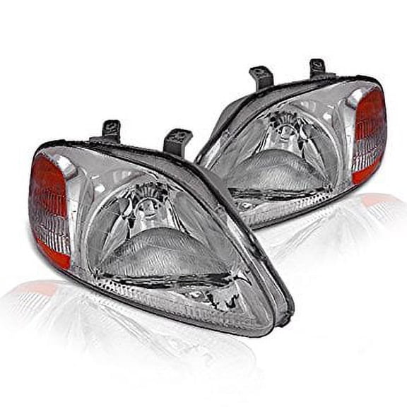 Instyleparts Honda Civic EK Clear Lens Headlights with Chrome Housing
