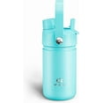 thumbnail image 1 of Insualated Water Bottle with Straw - 12oz Stainless Steel Water Bottle with Dual Spouts, Leak-Proof, BPA-Free, Double Wall Vacuum Keeps Cold for 24 Hours for Sports, Travel (Aquamarine Blue), 1 of 7