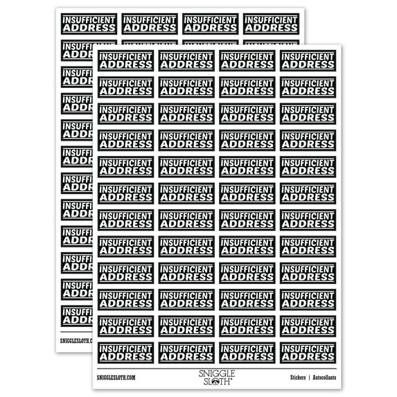 Insufficient Address Letter Mail Sticker Set - Black - Matte Finish - 1.25" Mini