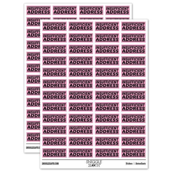 Insufficient Address Letter Mail Sticker Set - Light Pink - Gloss Finish - 1.25" Mini