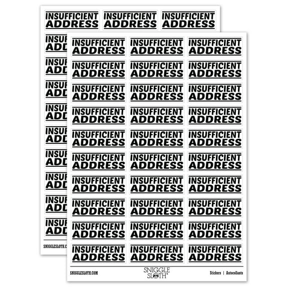 Insufficient Address Letter Mail Sticker Set - White - Gloss Finish - 1.75" Medium