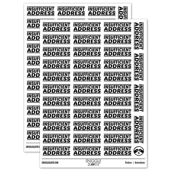 Insufficient Address Letter Mail Sticker Set - White - Matte Finish - 1.5" Small