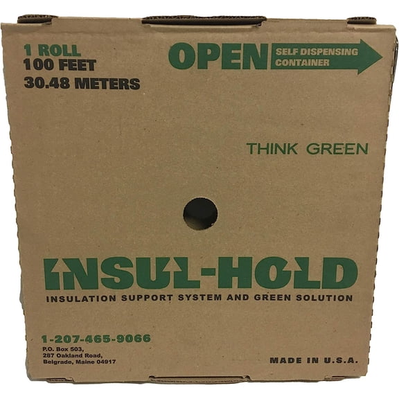 Insul-Hold Insulation Support System, Model 301652591053, Steel, Holds Rigid or Batt Insulation, 100 ft Roll, 16" or 24" On Center