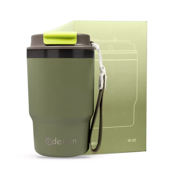 Insulated 16Oz Stainless Steel Tumbler Coffee Mug Leakproof Double Walled (O/Gr)