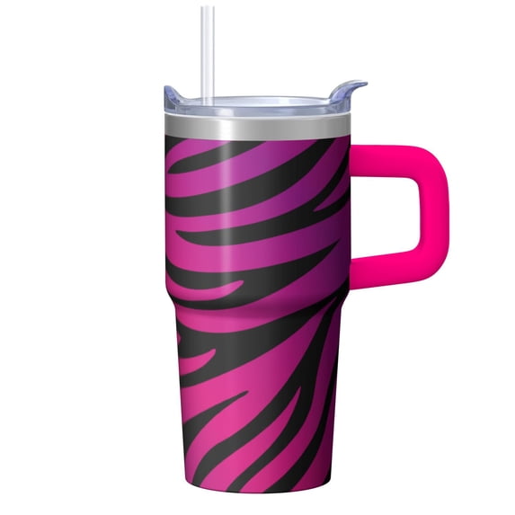 Insulated 20oz Geometric Stainless Steel Tumbler, Double Wall Travel Coffee Mug with Handle Leak Proof Texture Design