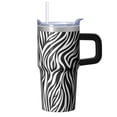 thumbnail image 1 of Insulated 20oz Stainless Steel Tumbler with Handle, Geometric Design Double Wall Coffee Travel Mug with Straw Leak Proof, 1 of 5