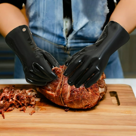 Insulated BBQ Gloves - Heat Resistant, No Stiff for Grill/Cooking/Pit, Grilling & Meat Gloves, Smoker Accessories-1 PAIR