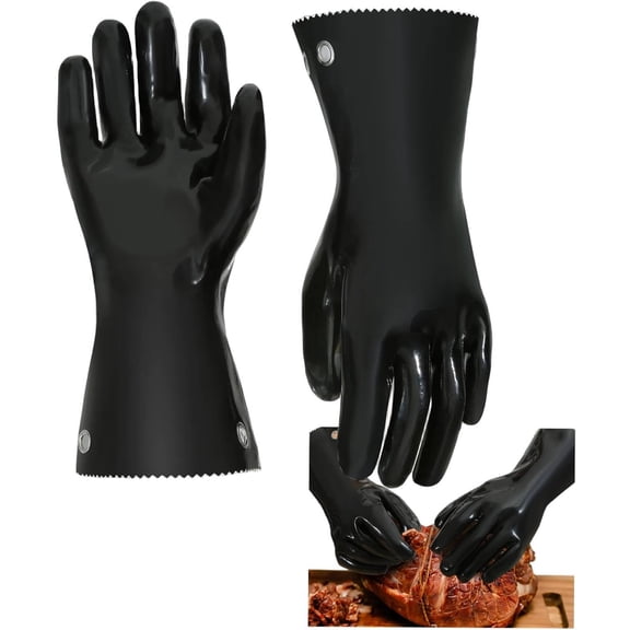 Insulated BBQ Gloves - Heat Resistant, No Stiff for Grill/Cooking/Pit, Grilling & Meat Gloves, Smoker Accessories