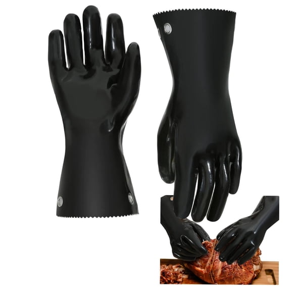 Insulated BBQ Gloves Heat Resistant Non-Stiff Cooking Gloves for Grill, Smoker, Baking and Meat Handling