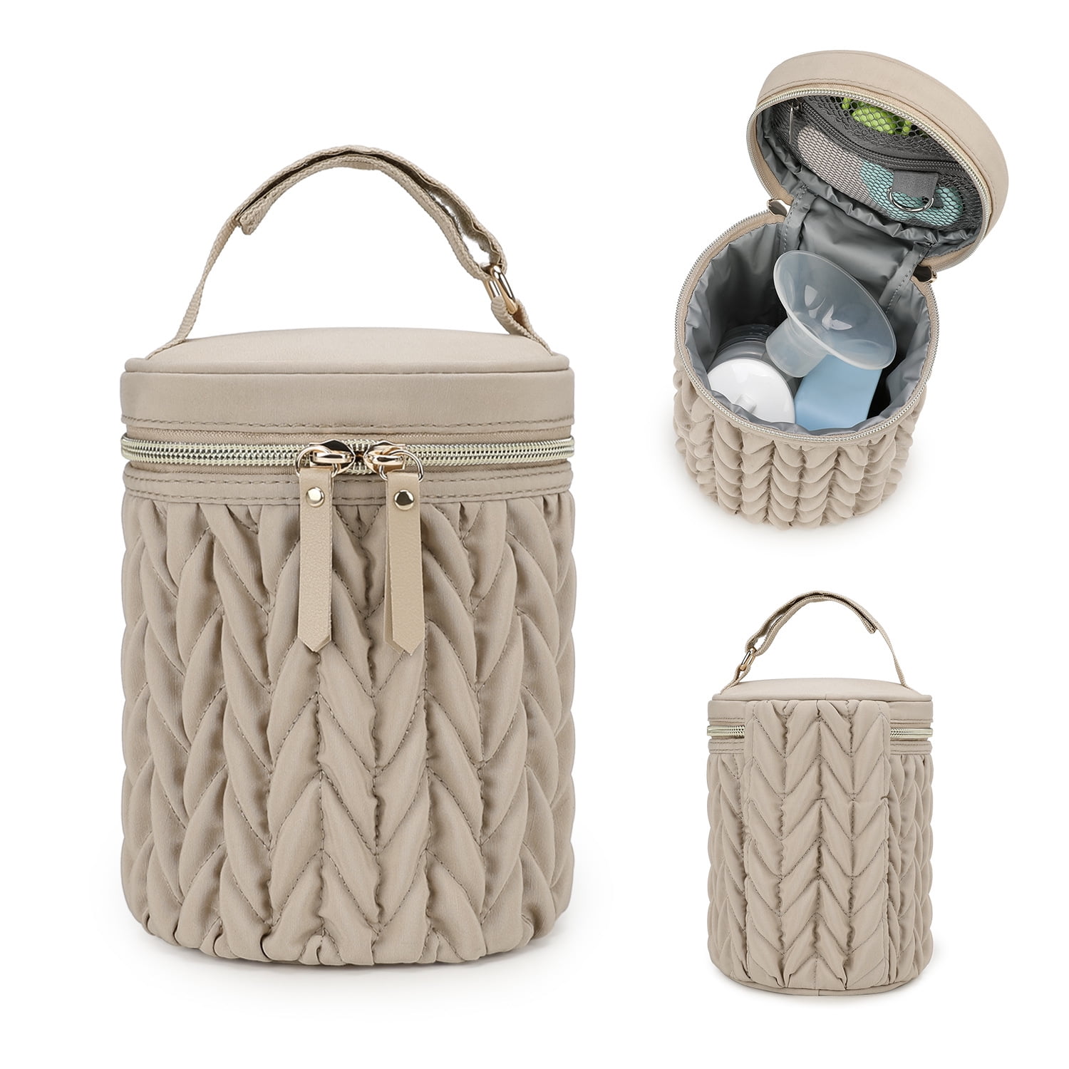 Insulated Baby Bottle Bag, 5.5"×7.48" Breastmilk Cooler Bag with Food-Grade PEVA Lining, Waterproof 300D Polyester Milk Bottle Tote for Nursing Mom, Multi-Use Insulated Lunch Bag for Work/Picnic/Camp