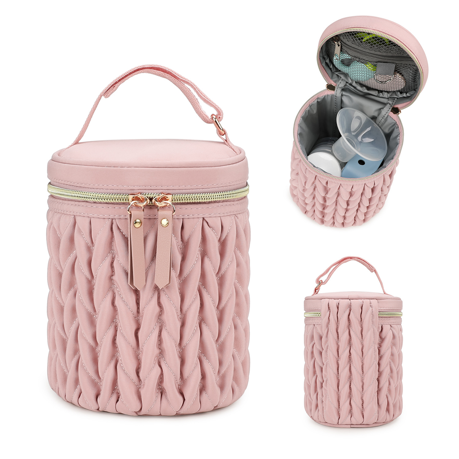 Insulated Baby Bottle Bag, 5.5"×7.48" Breastmilk Cooler Bag with Food-Grade PEVA Lining, Waterproof 300D Polyester Milk Bottle Tote for Nursing Mom, Multi-Use Insulated Lunch Bag for Work/Picnic/Camp