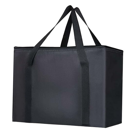 Insulated Bag, Tote Bag, with Top Handle, Non Woven Grocery Shopping Bag, Insulated Picnic Bag for Festivals, Outdoor Picnic , Black