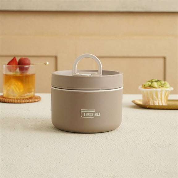 Insulated Bento Box, Portable Stainless Steel Food Container, Round Microwave Safe Stackable Leakproof Thermal Food Container for Adult Men Women with Insulated Bag, 4.54x3.55"