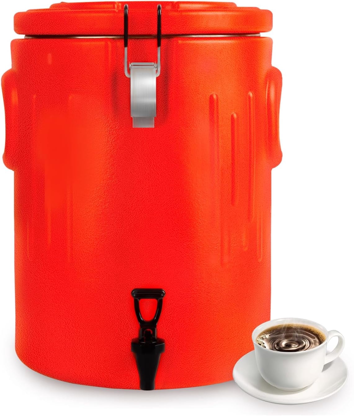 Insulated Beverage Cooler 3.5 Gallon - Ice and Hot Drink Dispenser with 304 Stainless Steel Interior and Spout, Portable Water Cooler with Handles, Outdoors Water Jug for Camping Party Sports, Red