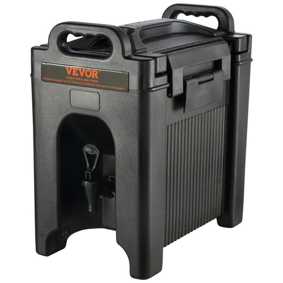 Insulated Beverage Dispenser 2.5 Gallon Food Grade LDPE Hot Cold Thermal Drink Server Cooler with 0.9 in PU Layer Two Stage Faucet Handle for Restaurant Drink Shop