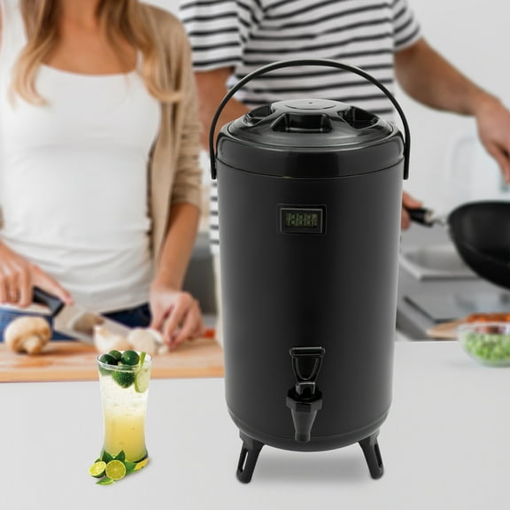 Insulated Beverage Dispenser 3.17 Gallon 12 Hour Hot Cold Stainless Steel Drink Dispenser with Electronic Thermometer