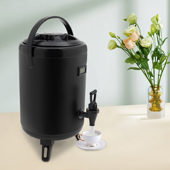 Insulated Beverage Dispenser 8L Milk Tea Drinks Beverage Container W/Thermometer