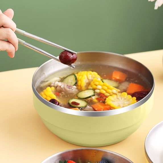 Stainless Steel Insulated Bowl, Double Layer Thermal Bowl, Portable Tableware, Stackable Nestable Bowl, Household & Outdoor Use