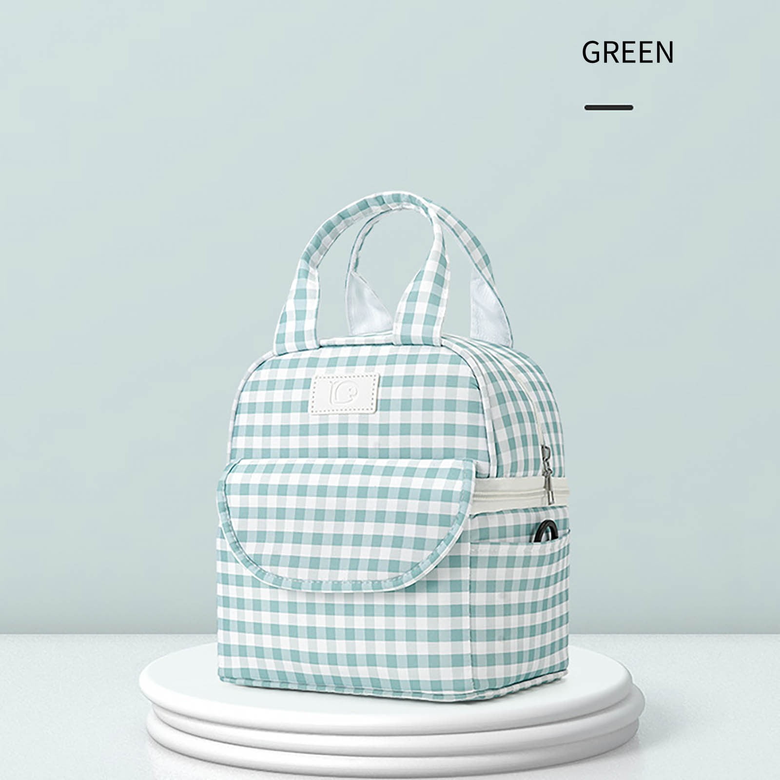 Insulated Breast Milk Cooler Bag with Checkered Pattern,Portable Mommy Backpack for Working Mothers,Temperature Control Lunch Bag for Outdoor and Commuting(Green)