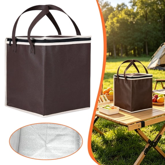 Insulated Cake Bag, Non Woven Zipper Portable Cooler with Thick Aluminum Foil Thermal Lining, 35 x 35 x 40 cm for Cake Pizza Catering Outdoor Picnic and Food Transport Use Coffee