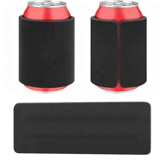 Insulated Can Cooler Sleeve with Spring Snap Wrap, Rollable Drink Holder for Standard 12oz Cans, Secure Non-Slip Grip Textured Liner, Reusable Beverage Insulator for Beer Soda and Seltzer
