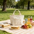 thumbnail image 1 of Insulated Canvas Lunch Box Cooler Bag for School Work Picnic Travel, Reusable Thermal Food Organizer Tote with Zippered Pockets for Sandwiches Drinks Snacks Meals Portable Lunch Carrier Men Women, 1 of 8