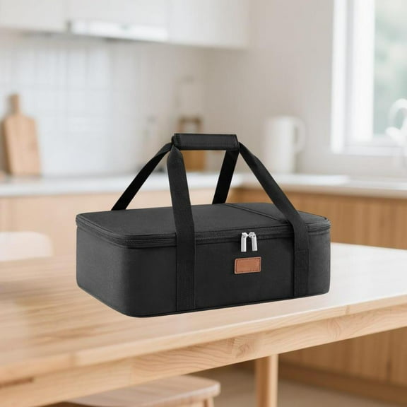Leaglojoy Insulated Casserole Carrier for Hot or Cold Food, Casserole Dish Carrying Case, Lasagna Holder for Potluck Parties/Picnic/Cookouts, Fits 9"x13" Baking Dish, Black