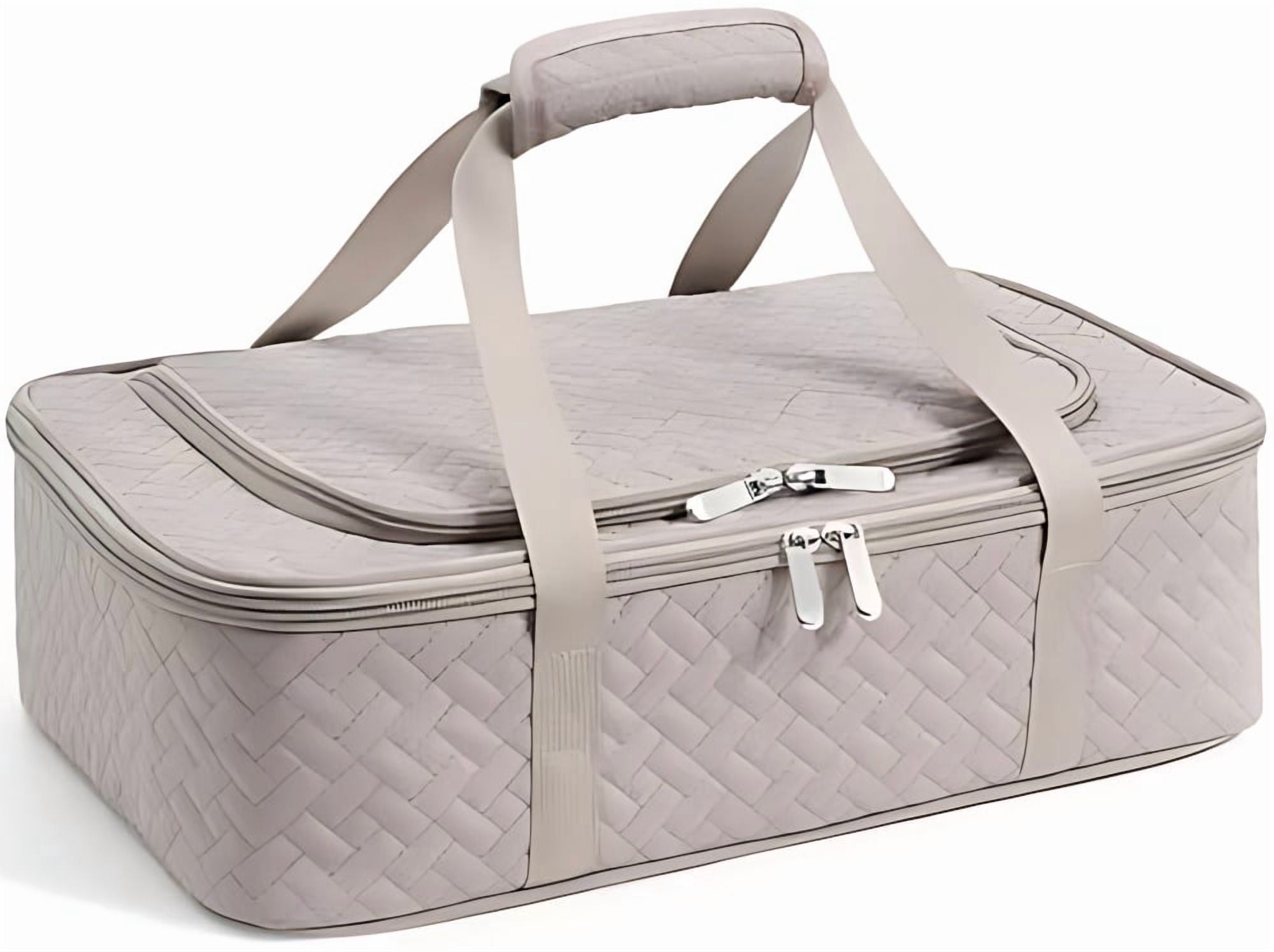 Insulated Casserole Carrier - Portable Casserole Carrier for Hot or Cold Food, Lasagna Holder for Parties,Picnic,Cookouts,Traveling - Fits 9" x 13" Baking Dish (Grey)
