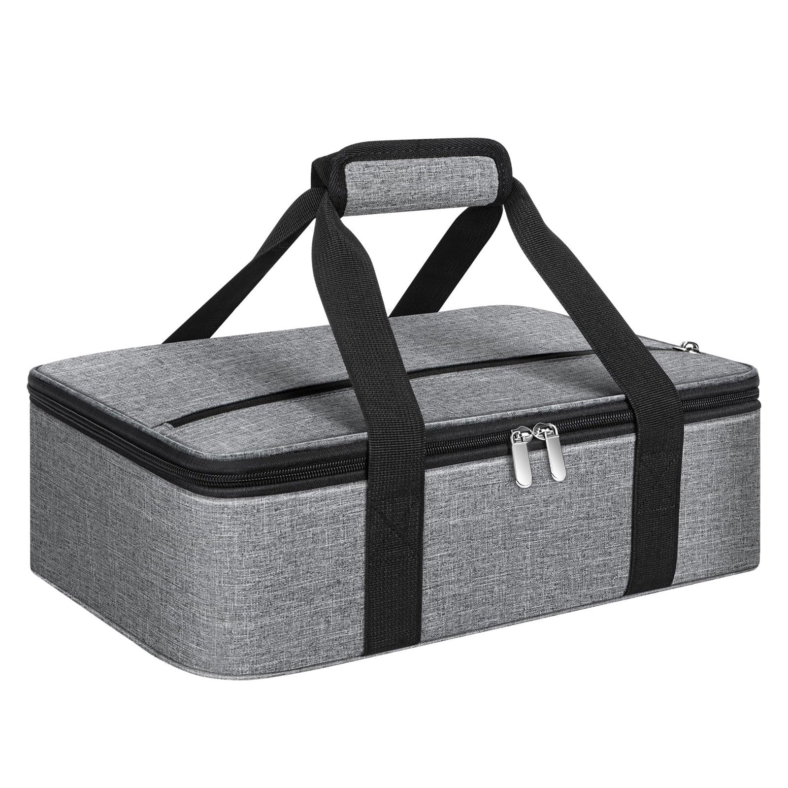 Insulated Casserole Carrier, Portable Casserole Carrier for Hot or Cold Food Lunch Tote Warmer or Cooler Bag, Lasagna Lunch Bag for Potluck Parties- Fits 9" x 13" Baking Dish-Grey