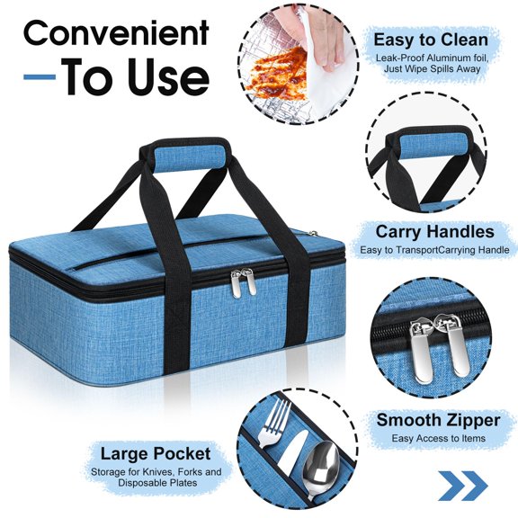 Insulated Casserole Carrier, Portable Casserole Carrier for Hot or Cold Food Lunch Tote Warmer or Cooler Bag, Lasagna Lunch Bag for Potluck Parties