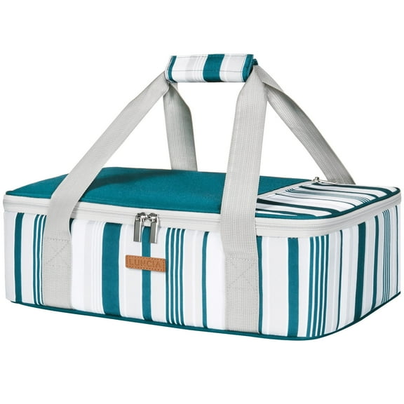 Insulated Casserole Carrier for Hot or Cold Food, Lasagna Lugger Tote for Potluck Parties/Picnic/Cookouts, Fits 9"x13" Baking Dish, Green